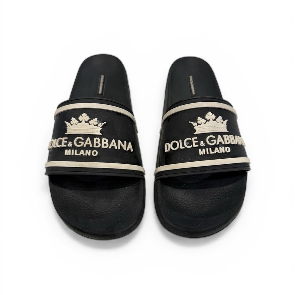 Men Dolce & Gabbana Black and White Logo Slides